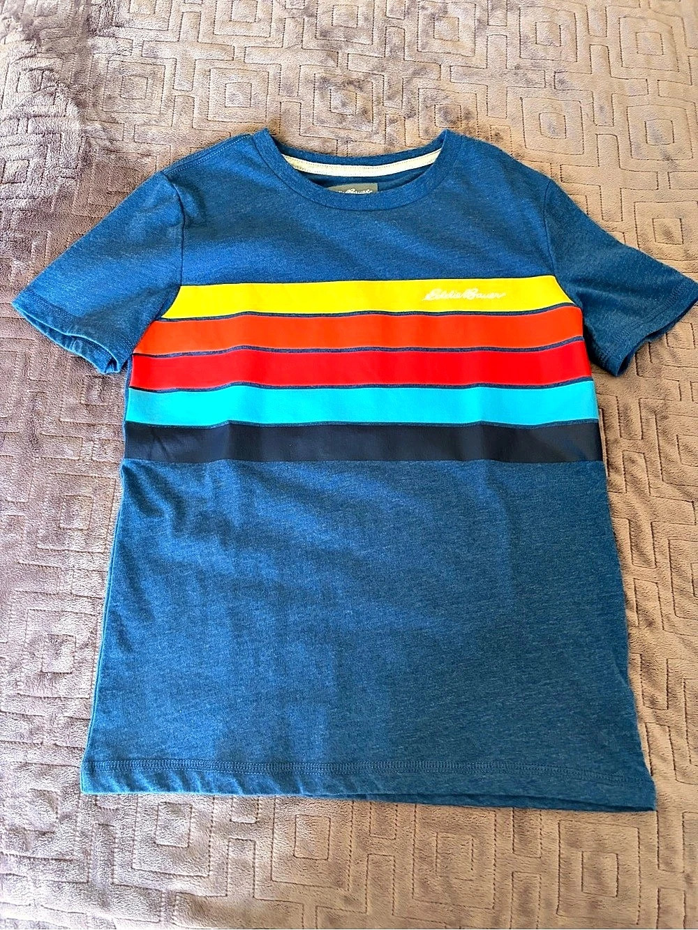 Eddie Bauer Kids Color Block Short Sleeve Tee in Blue & Red